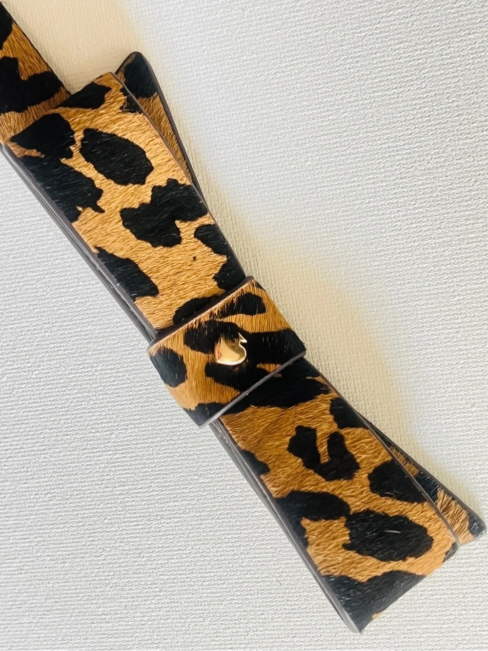NWT Kate Spade New York leopard-print bow calf hair skinny belt Medium